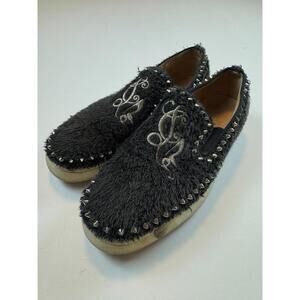 Christian Louboutin Crest Shag Studded Slip on Sneakers